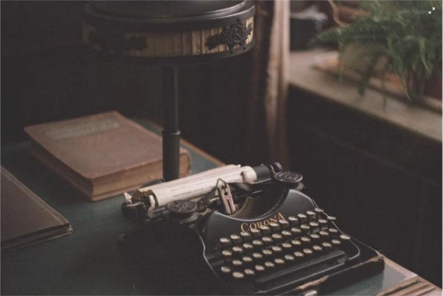 Vintage typewriter on a writer's desk